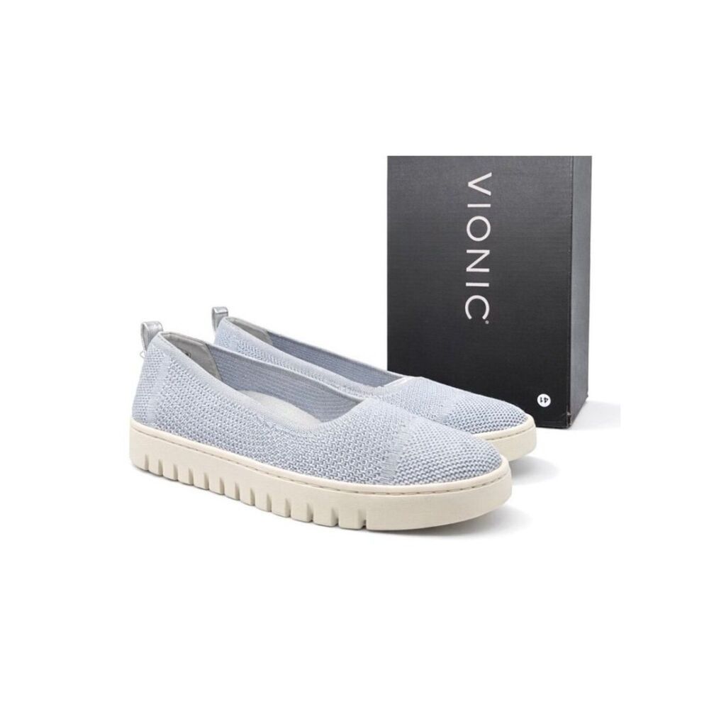 Vionic Uptown Skimmer Knit Flats Blue Mist Silver Women 7 Comfort Ballet